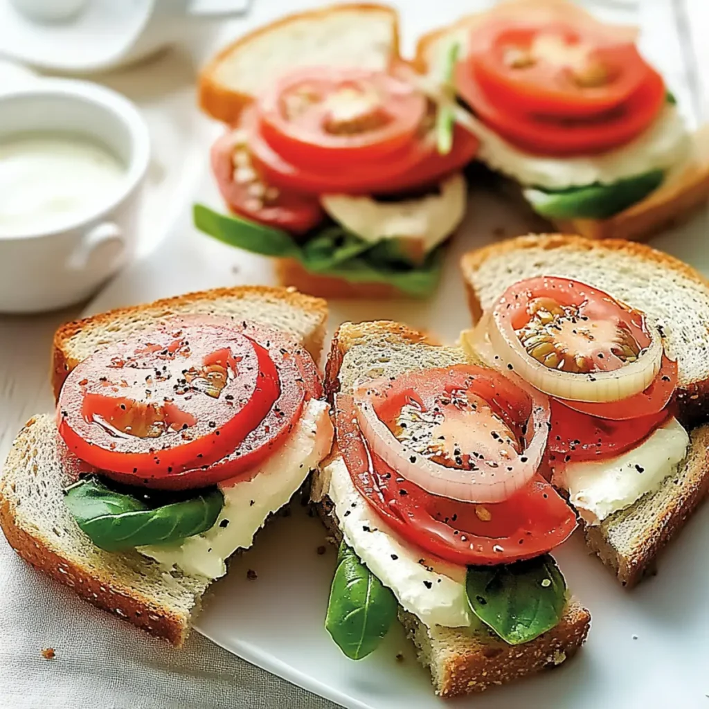 Delicious Tomato Tea Sandwiches with Cream Cheese and Onions