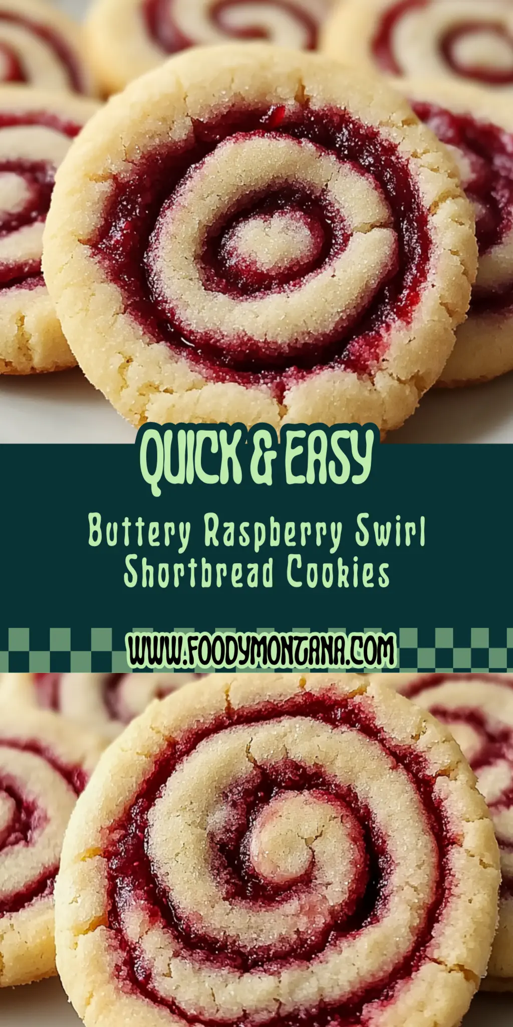 Buttery Raspberry Swirl Shortbread Cookies