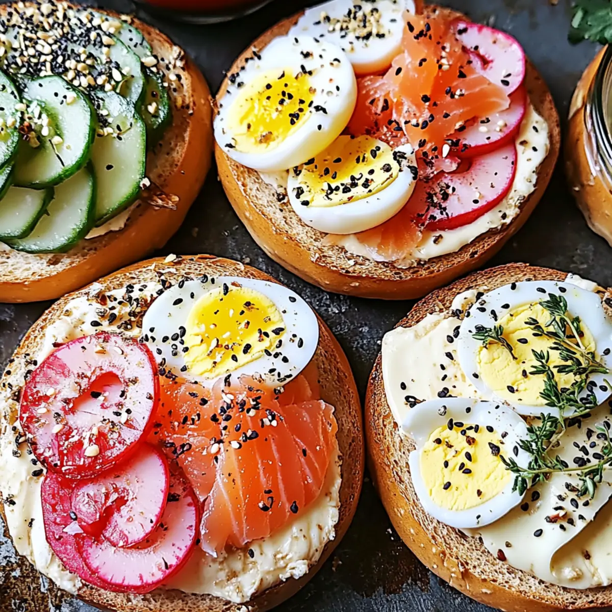 Ultimate Bagel Bar Brunch with Eggs, Salmon & Crunchy Seeds