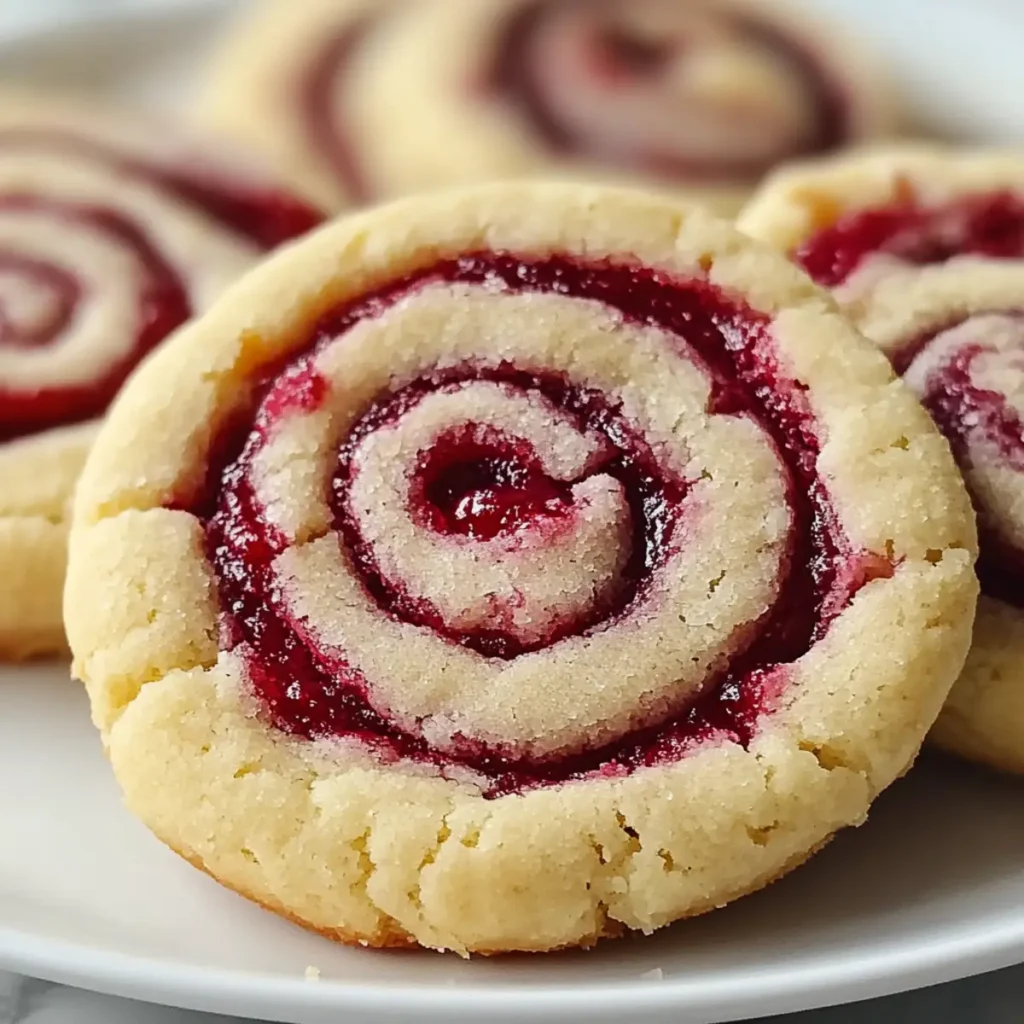 Buttery Raspberry Swirl Shortbread Cookies