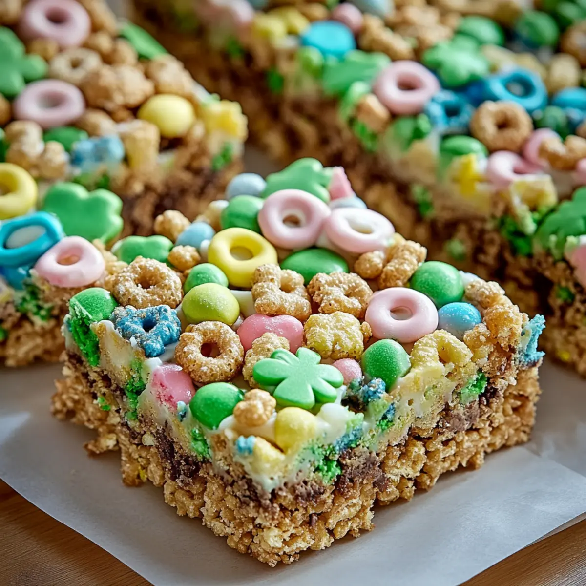 St. Patrick’s Day Lucky Charms Krispie Treats with Fudge Brownies