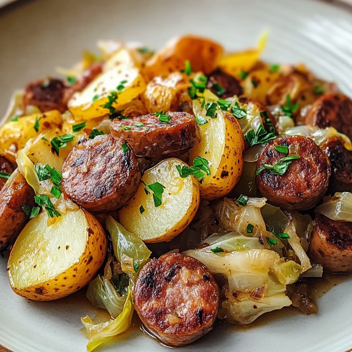 Easy Cabbage, Potatoes & Beef Sausage