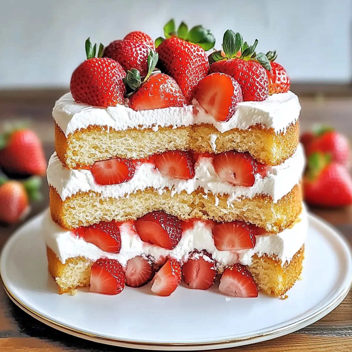 Strawberry Shortcake Layer Cake with Sponge Cake