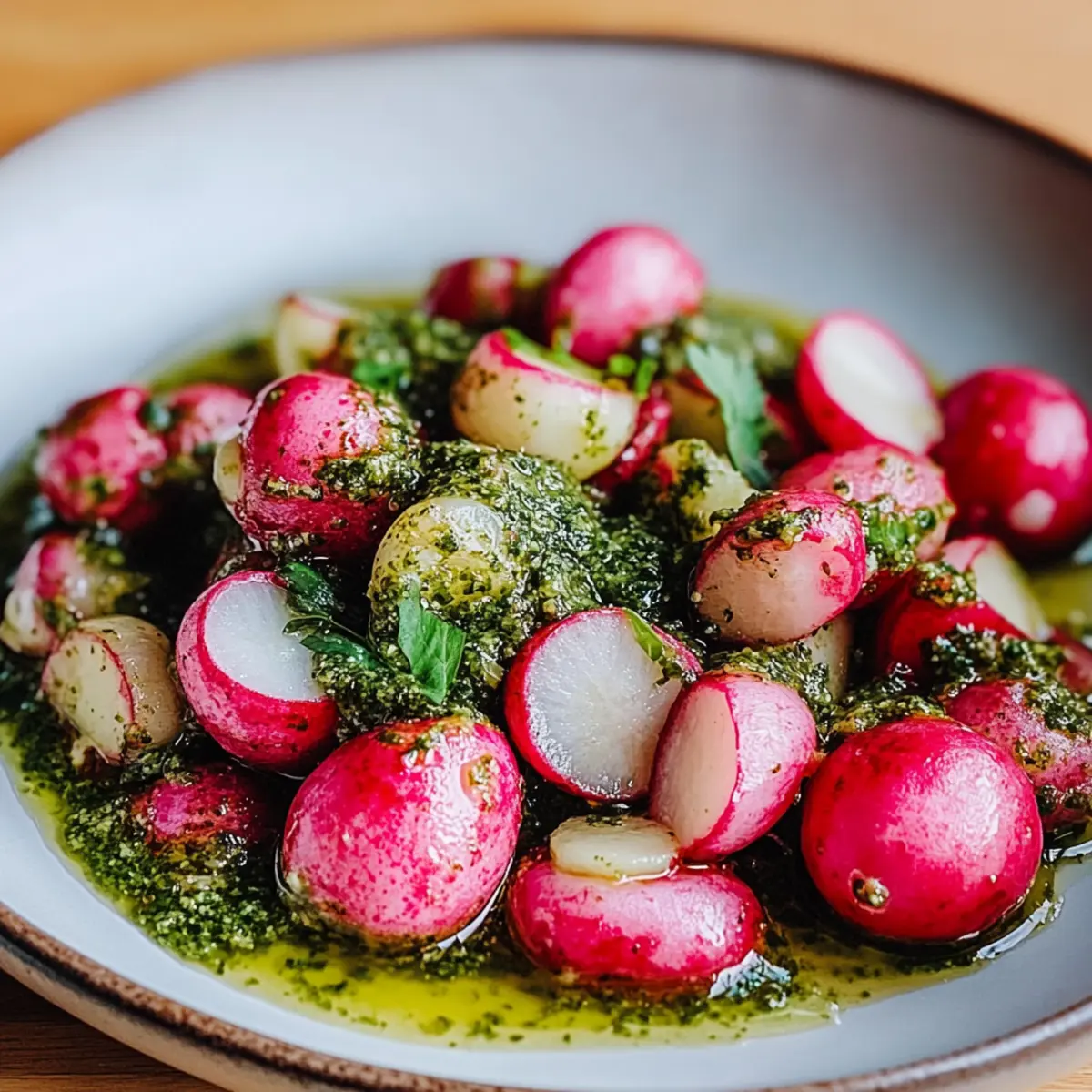 Roasted Radishes with Radish Top Pesto